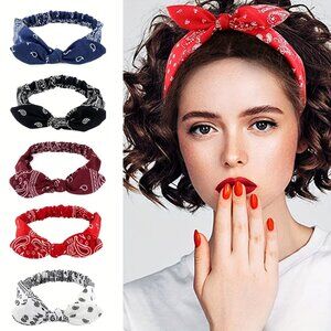 Retro Bandana‎ Stretchy Headbands Set of 5